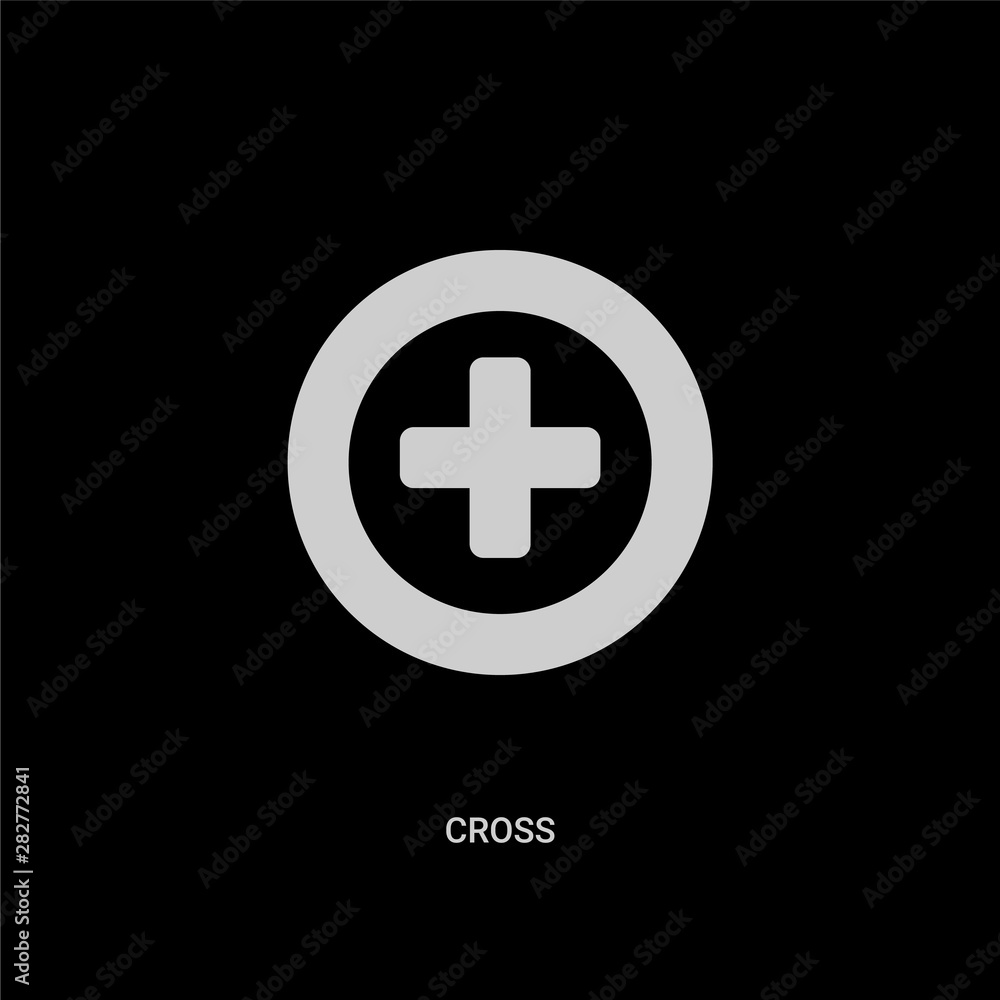white cross vector icon on black background. modern flat cross from ui concept vector sign symbol can be use for web, mobile and logo. white cross vector icon on black background. modern flat cross from ui concept vector sign symbol can be use for web, mobile and logo.