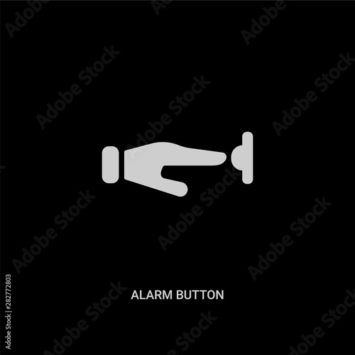 white alarm button vector icon on black background. modern flat alarm button from ui concept vector sign symbol can be use for web, mobile and logo.