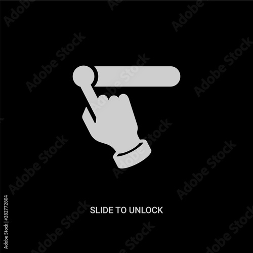 white slide to unlock vector icon on black background. modern flat slide to unlock from ui concept vector sign symbol can be use for web, mobile and logo.