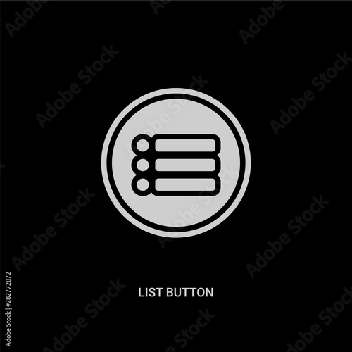 white list button vector icon on black background. modern flat list button from ui concept vector sign symbol can be use for web, mobile and logo.