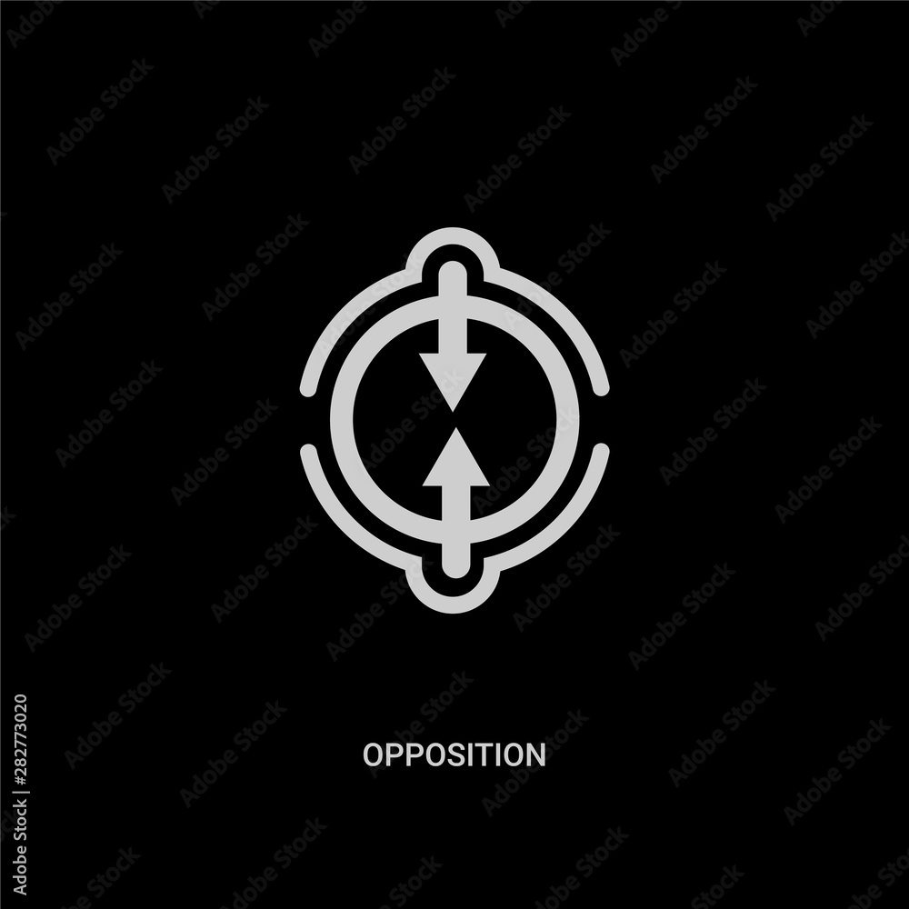 white opposition vector icon on black background. modern flat opposition from ui concept vector sign symbol can be use for web, mobile and logo. white opposition vector icon on black background. modern flat opposition from ui concept vector sign symbol can be use for web, mobile and logo.