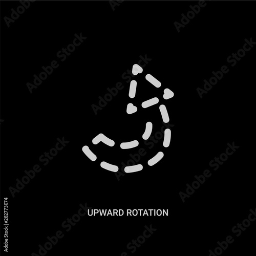 white upward rotation with broken line vector icon on black background. modern flat upward rotation with broken line from ui concept vector sign symbol can be use for web, mobile and logo.