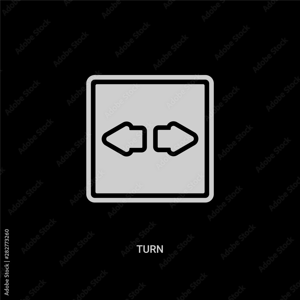 white turn vector icon on black background. modern flat turn from ui concept vector sign symbol can be use for web, mobile and logo. white turn vector icon on black background. modern flat turn from ui concept vector sign symbol can be use for web, mobile and logo.