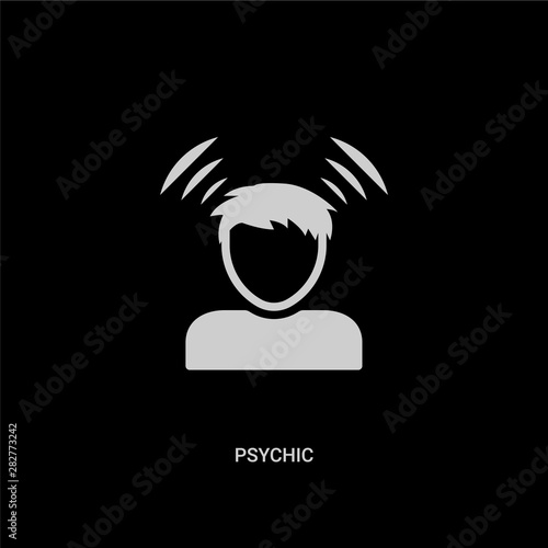 white psychic vector icon on black background. modern flat psychic from ui concept vector sign symbol can be use for web, mobile and logo.