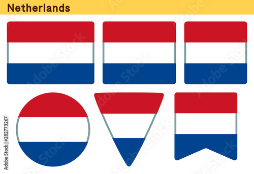 「オランダの国旗」6個の形のアイコンデザイン