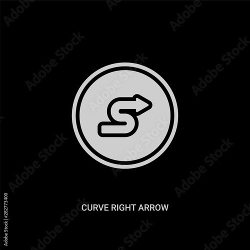 Wallpaper Mural white curve right arrow vector icon on black background. modern flat curve right arrow from ui concept vector sign symbol can be use for web, mobile and logo. Torontodigital.ca