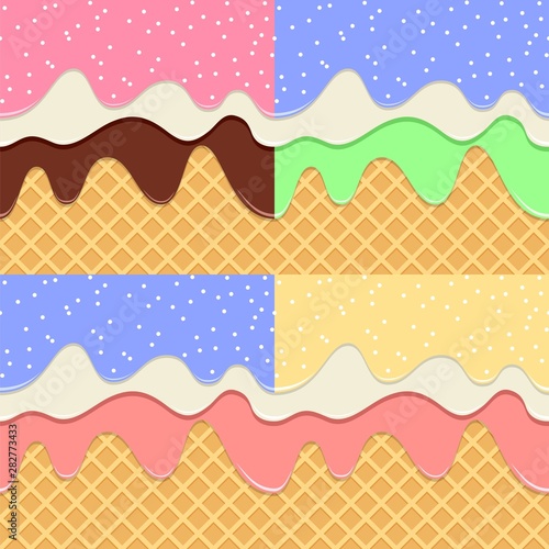 vector collection of wafer with colorful fruit syrup