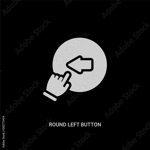 white round left button vector icon on black background. modern flat round left button from ui concept vector sign symbol can be use for web, mobile and logo.