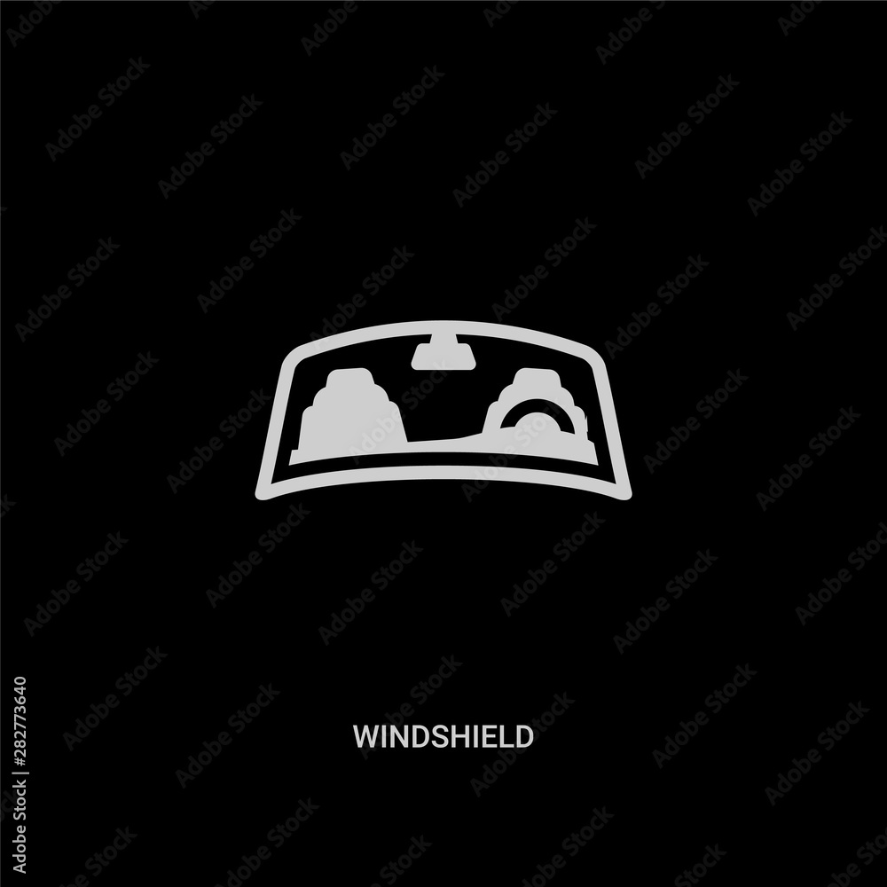 white windshield vector icon on black background. modern flat windshield from transportation concept vector sign symbol can be use for web, mobile and logo.