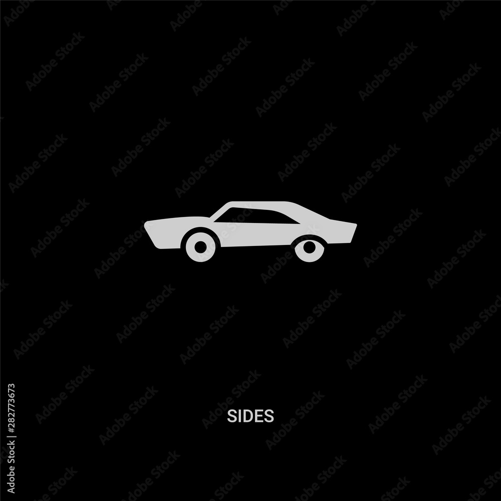 white sides vector icon on black background. modern flat sides from transport concept vector sign symbol can be use for web, mobile and logo.