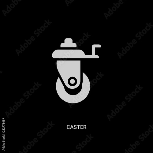 white caster vector icon on black background. modern flat caster from transportation concept vector sign symbol can be use for web, mobile and logo.