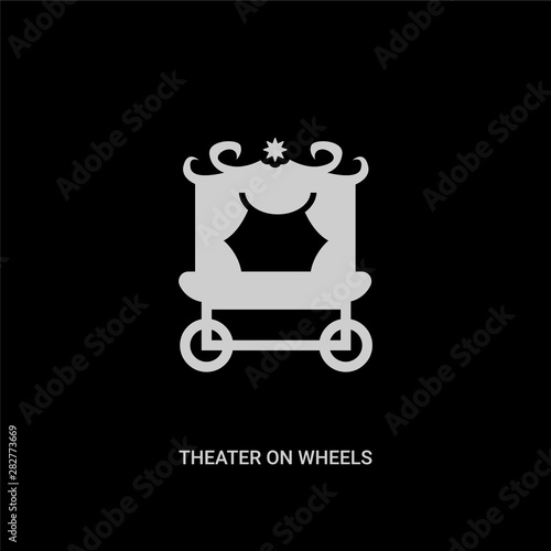 white theater on wheels vector icon on black background. modern flat theater on wheels from transport concept vector sign symbol can be use for web, mobile and logo.