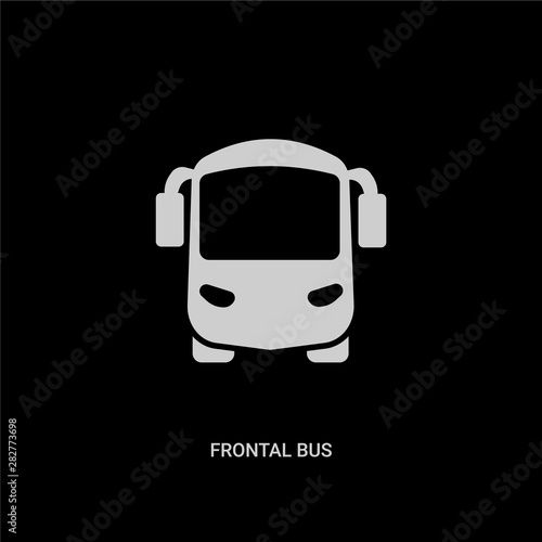 white frontal bus vector icon on black background. modern flat frontal bus from transport concept vector sign symbol can be use for web, mobile and logo.