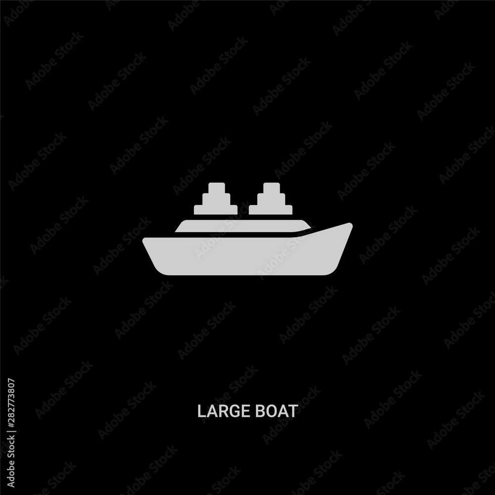 Obraz premium white large boat vector icon on black background. modern flat large boat from transport concept vector sign symbol can be use for web, mobile and logo.