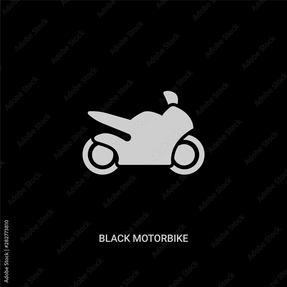 white black motorbike vector icon on black background. modern flat black motorbike from transport concept vector sign symbol can be use for web, mobile and logo.