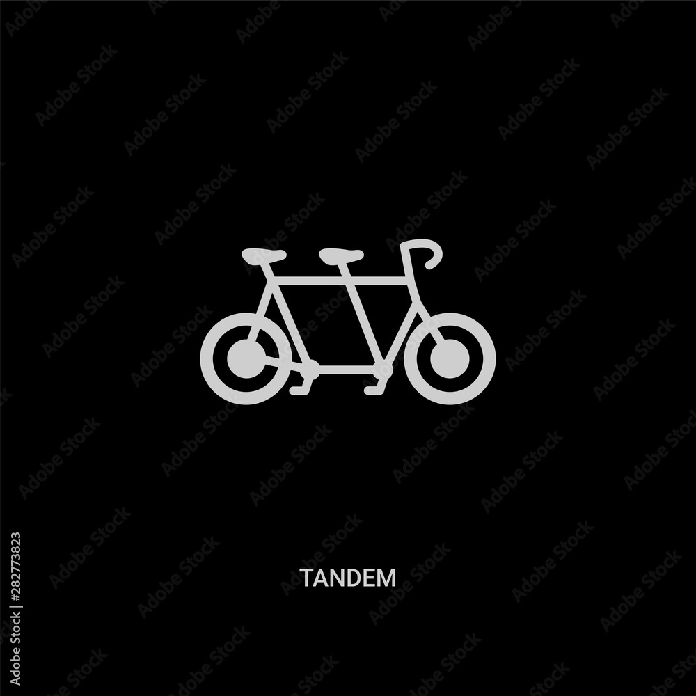 Fototapeta premium white tandem vector icon on black background. modern flat tandem from transport concept vector sign symbol can be use for web, mobile and logo.