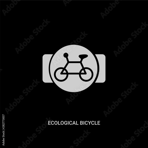 white ecological bicycle transport vector icon on black background. modern flat ecological bicycle transport from transport concept vector sign symbol can be use for web, mobile and logo.