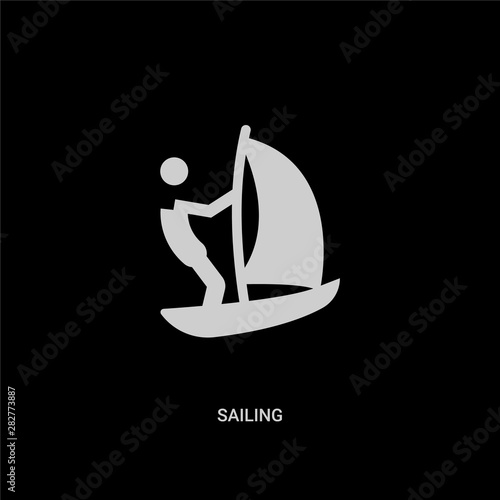white sailing vector icon on black background. modern flat sailing from transport concept vector sign symbol can be use for web, mobile and logo.