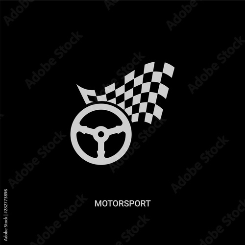 white motorsport vector icon on black background. modern flat motorsport from transport concept vector sign symbol can be use for web, mobile and logo.