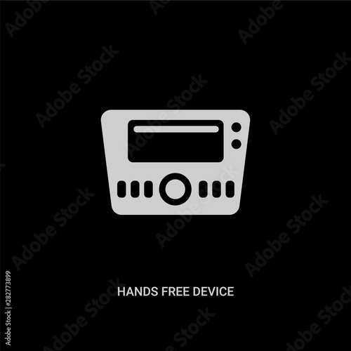 white hands free device vector icon on black background. modern flat hands free device from transport concept vector sign symbol can be use for web, mobile and logo.