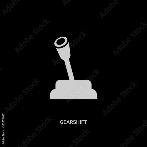 white gearshift vector icon on black background. modern flat gearshift from transport concept vector sign symbol can be use for web, mobile and logo.