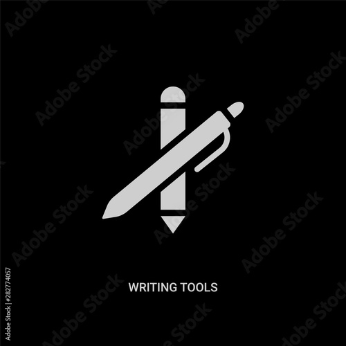 white writing tools vector icon on black background. modern flat writing tools from tools and utensils concept vector sign symbol can be use for web, mobile and logo.