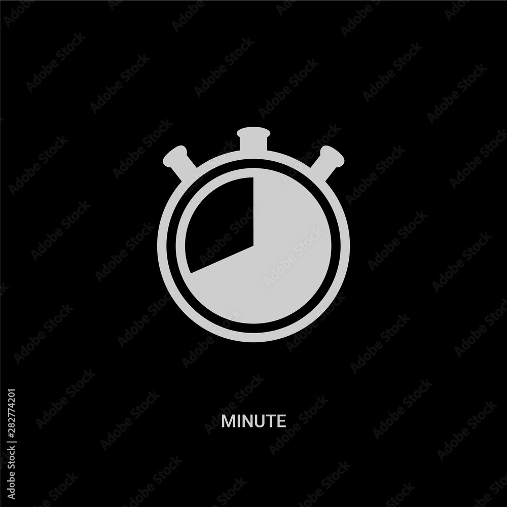 white minute vector icon on black background. modern flat minute from tools and utensils concept vector sign symbol can be use for web, mobile and logo. white minute vector icon on black background. modern flat minute from tools and utensils concept vector sign symbol can be use for web, mobile and logo.