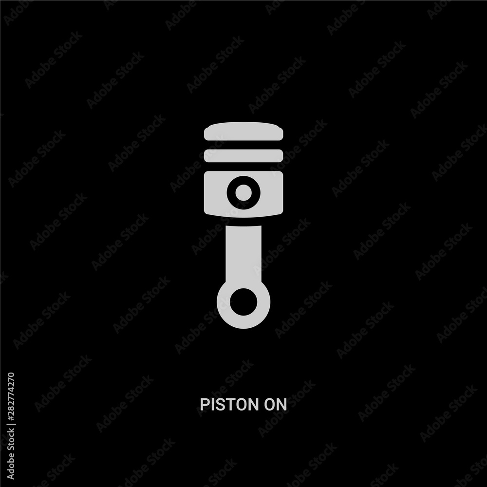 white piston on vector icon on black background. modern flat piston on from tools and utensils concept vector sign symbol can be use for web, mobile and logo. white piston on vector icon on black background. modern flat piston on from tools and utensils concept vector sign symbol can be use for web, mobile and logo.