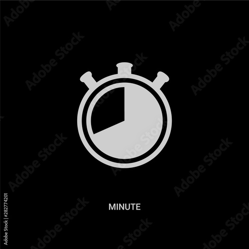 white minute vector icon on black background. modern flat minute from tools and utensils concept vector sign symbol can be use for web, mobile and logo.
