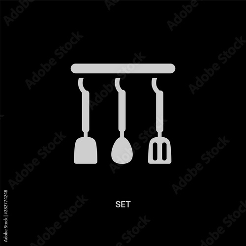 white set vector icon on black background. modern flat set from tools and utensils concept vector sign symbol can be use for web, mobile and logo.
