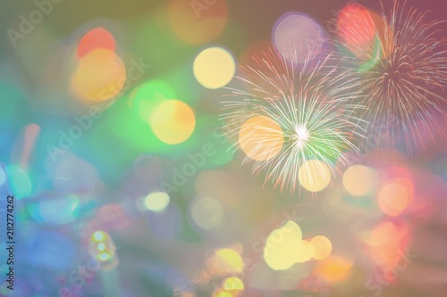 colorful fireworks on bokeh background © hui_u