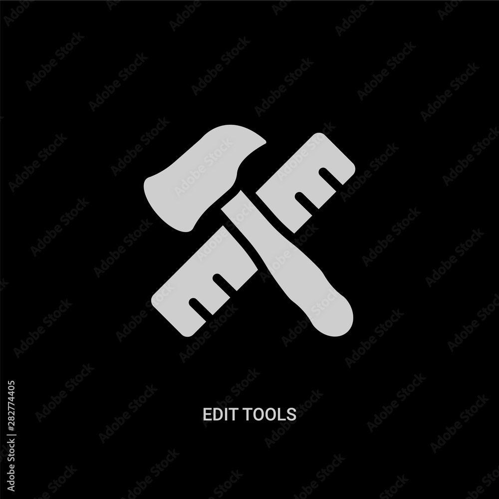 white edit tools vector icon on black background. modern flat edit tools from tools and utensils concept vector sign symbol can be use for web, mobile and logo.