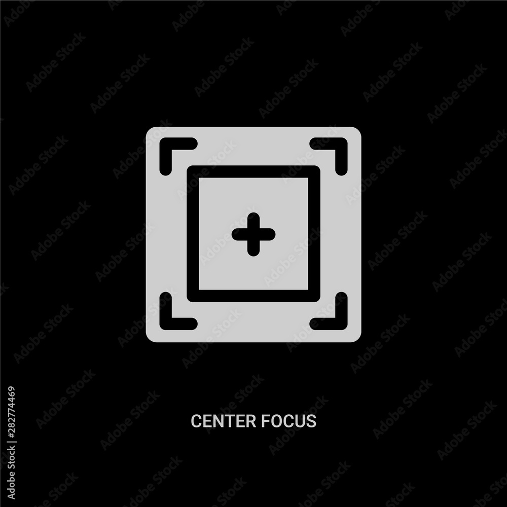 white center focus vector icon on black background. modern flat center focus from technology concept vector sign symbol can be use for web, mobile and logo.