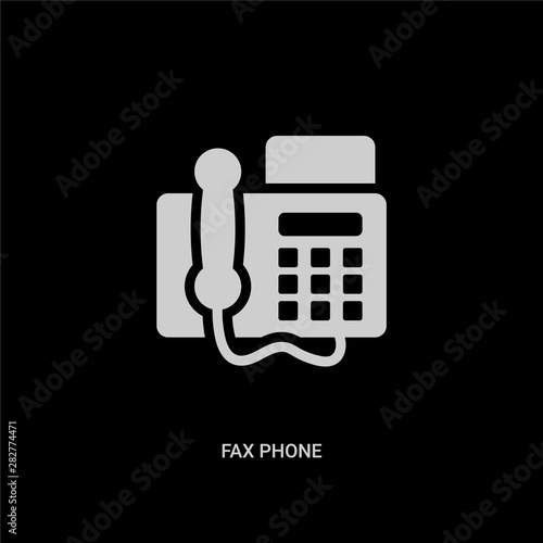 white fax phone vector icon on black background. modern flat fax phone from technology concept vector sign symbol can be use for web, mobile and logo.