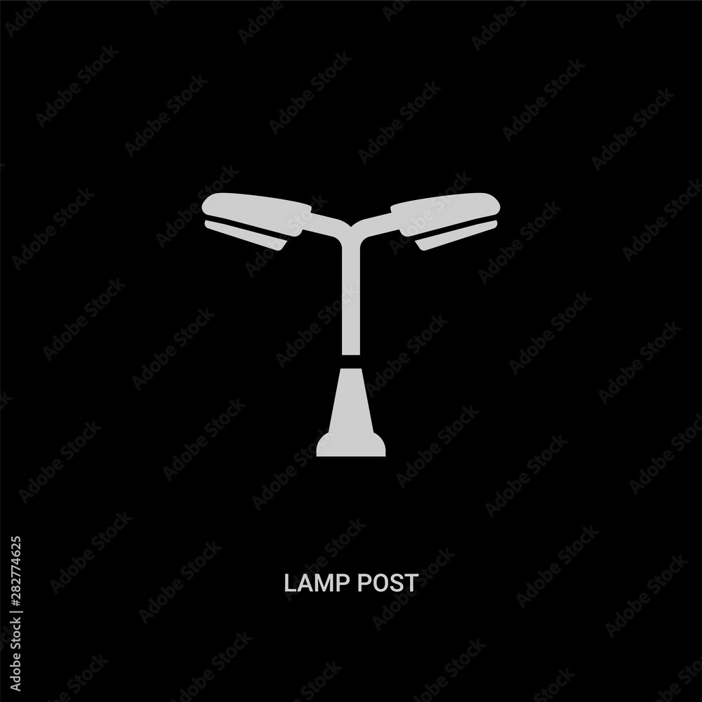 white lamp post vector icon on black background. modern flat lamp post from technology concept vector sign symbol can be use for web, mobile and logo. white lamp post vector icon on black background. modern flat lamp post from technology concept vector sign symbol can be use for web, mobile and logo.
