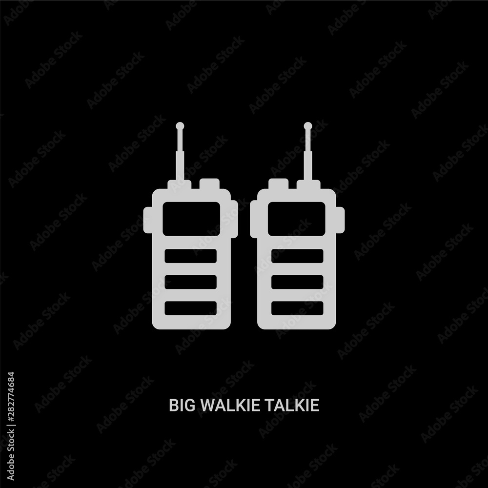 white big walkie talkie vector icon on black background. modern flat big walkie talkie from technology concept vector sign symbol can be use for web, mobile and logo. white big walkie talkie vector icon on black background. modern flat big walkie talkie from technology concept vector sign symbol can be use for web, mobile and logo.