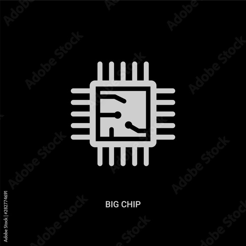 white big chip vector icon on black background. modern flat big chip from technology concept vector sign symbol can be use for web, mobile and logo.
