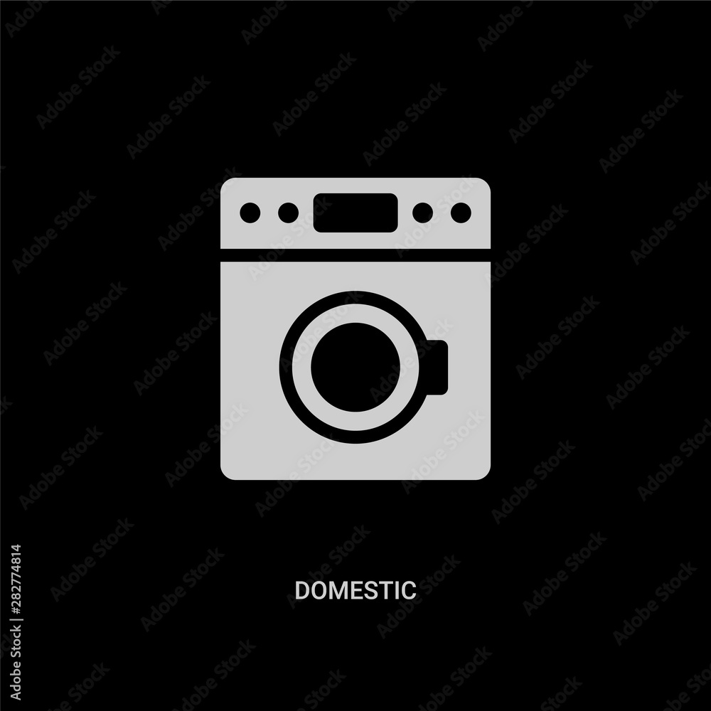 white domestic vector icon on black background. modern flat domestic from technology concept vector sign symbol can be use for web, mobile and logo. white domestic vector icon on black background. modern flat domestic from technology concept vector sign symbol can be use for web, mobile and logo.