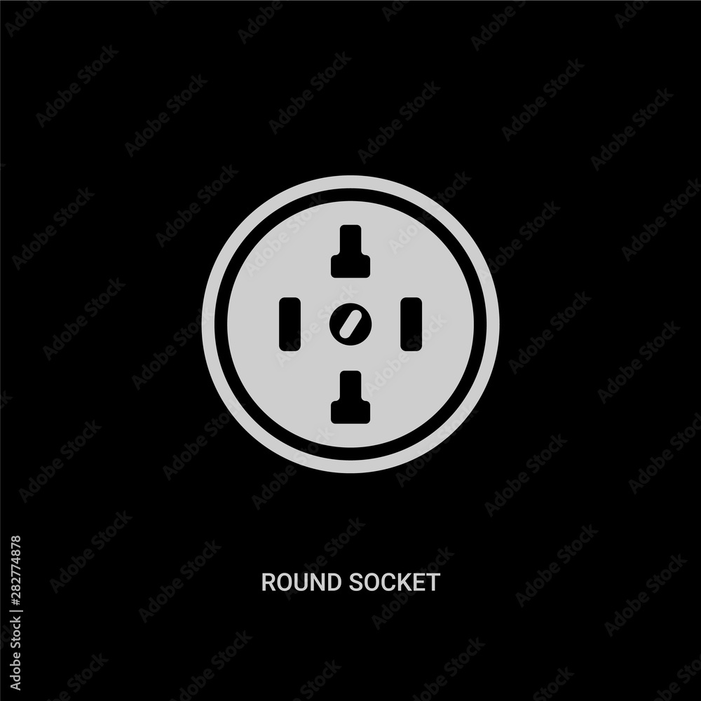 white round socket vector icon on black background. modern flat round socket from technology concept vector sign symbol can be use for web, mobile and logo. white round socket vector icon on black background. modern flat round socket from technology concept vector sign symbol can be use for web, mobile and logo.