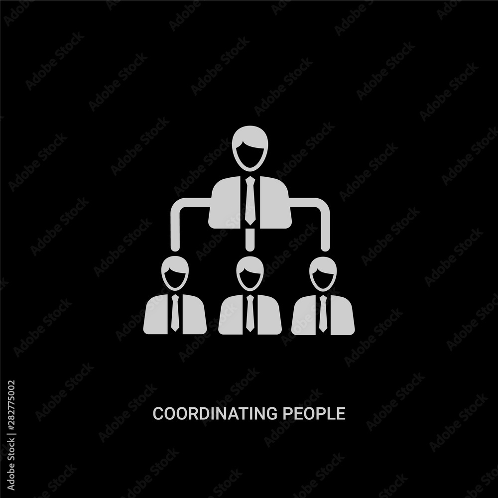 white coordinating people vector icon on black background. modern flat coordinating people from social concept vector sign symbol can be use for web, mobile and logo. white coordinating people vector icon on black background. modern flat coordinating people from social concept vector sign symbol can be use for web, mobile and logo.