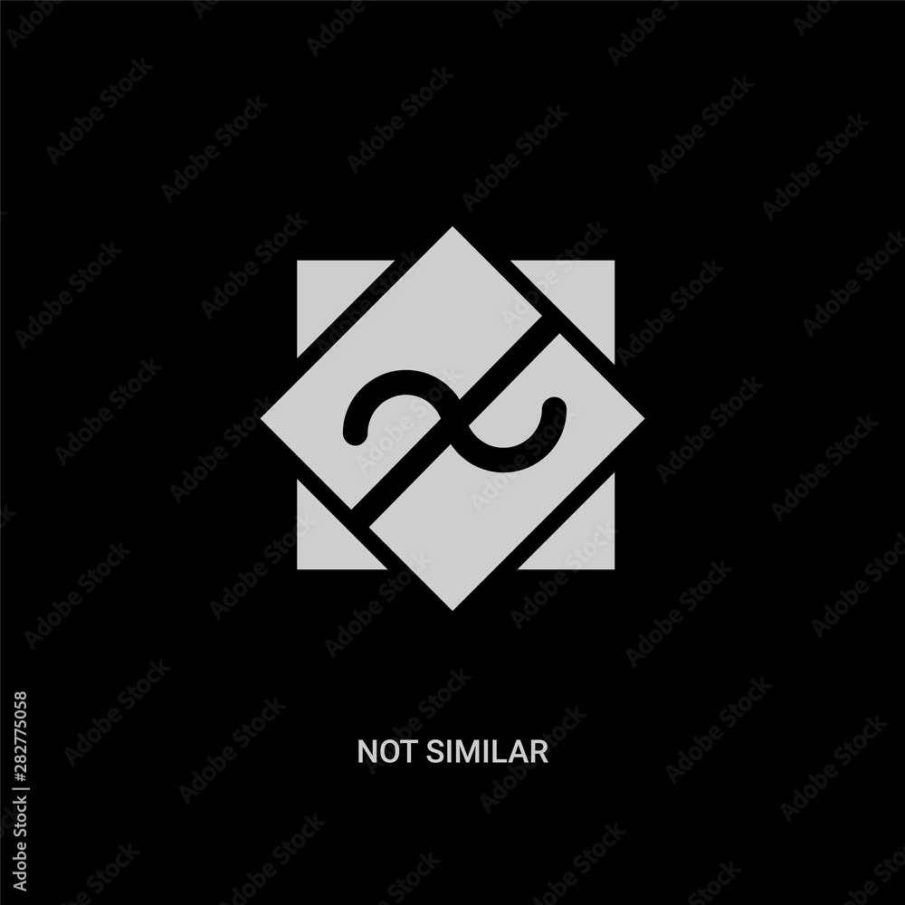 white not similar vector icon on black background. modern flat not similar from signs concept vector sign symbol can be use for web, mobile and logo. white not similar vector icon on black background. modern flat not similar from signs concept vector sign symbol can be use for web, mobile and logo.