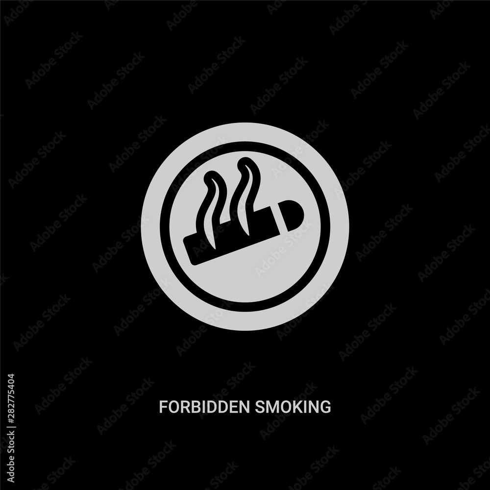 white forbidden smoking vector icon on black background. modern flat forbidden smoking from signs concept vector sign symbol can be use for web, mobile and logo. white forbidden smoking vector icon on black background. modern flat forbidden smoking from signs concept vector sign symbol can be use for web, mobile and logo.