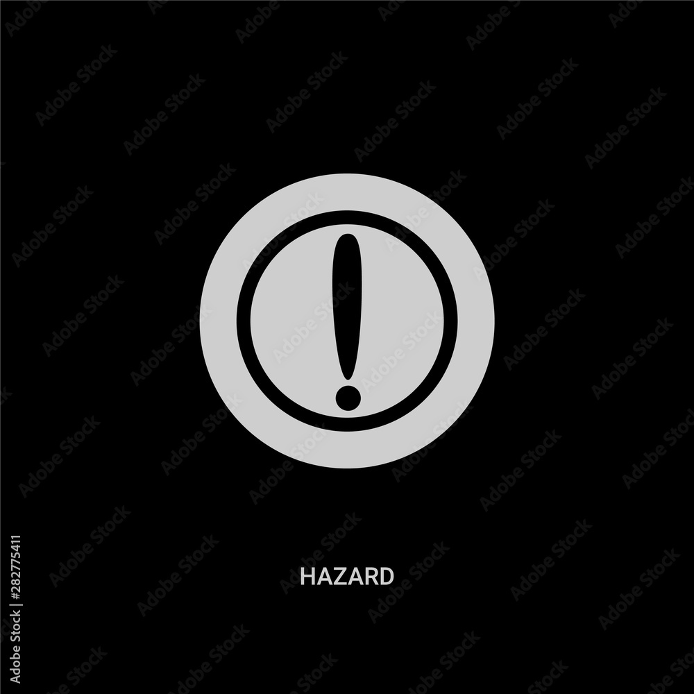 white hazard vector icon on black background. modern flat hazard from signs concept vector sign symbol can be use for web, mobile and logo. white hazard vector icon on black background. modern flat hazard from signs concept vector sign symbol can be use for web, mobile and logo.