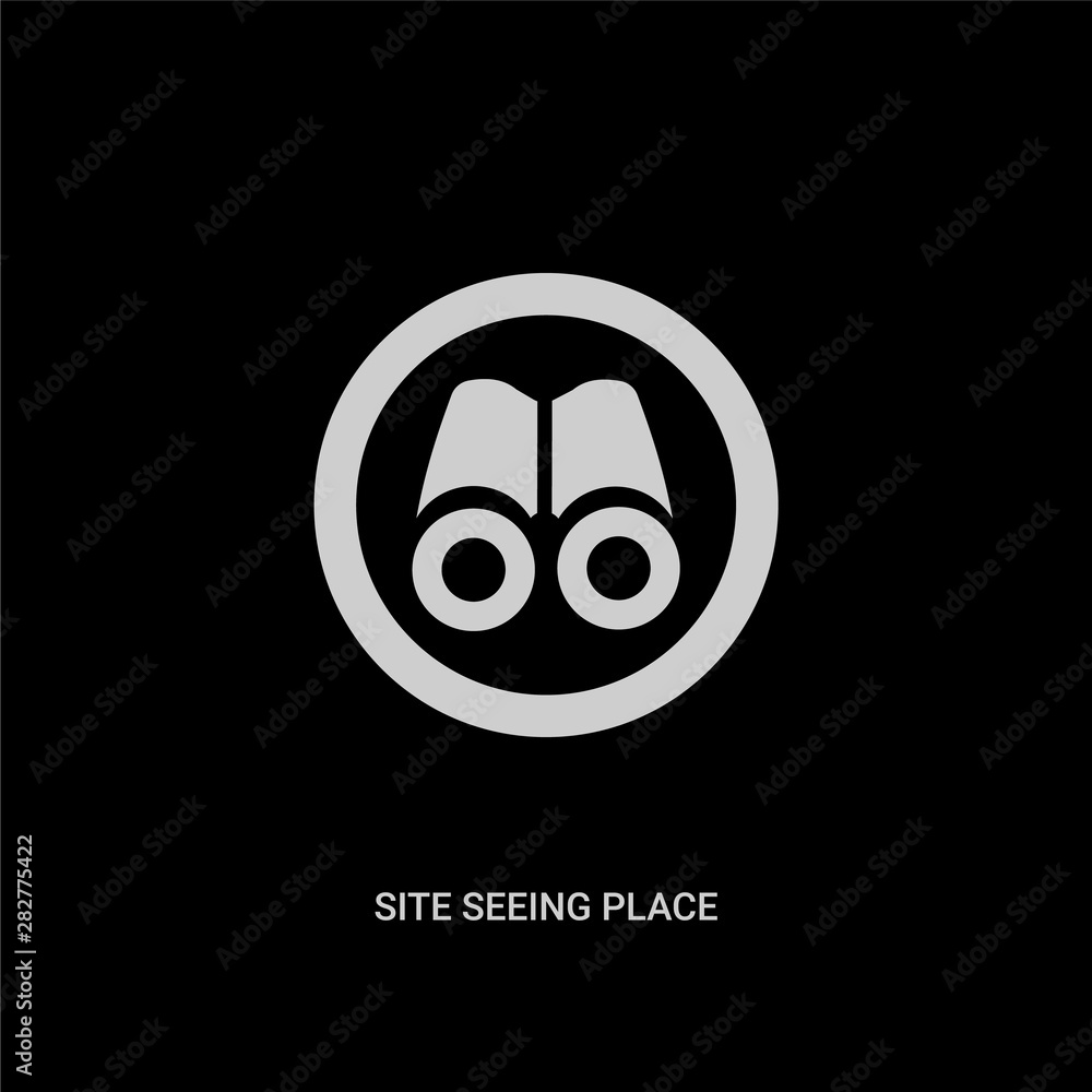white site seeing place vector icon on black background. modern flat site seeing place from signs concept vector sign symbol can be use for web, mobile and logo. white site seeing place vector icon on black background. modern flat site seeing place from signs concept vector sign symbol can be use for web, mobile and logo.