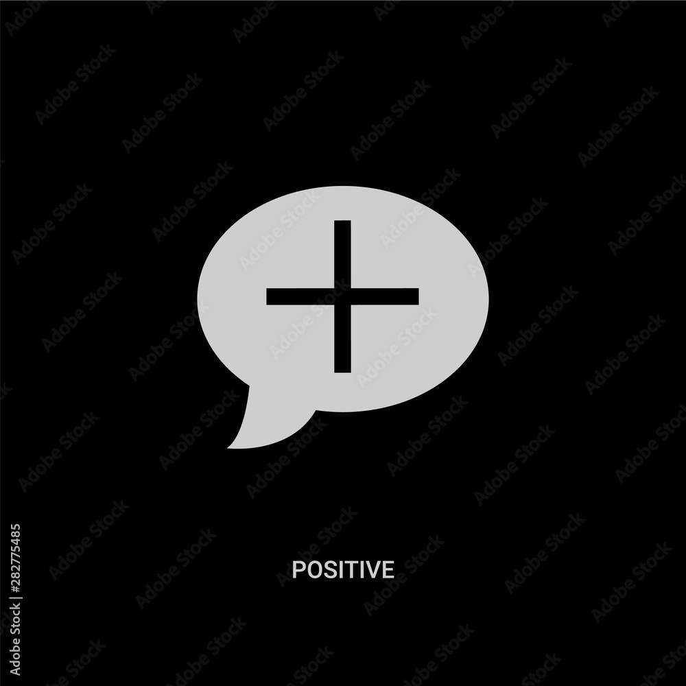 Fototapeta premium white positive vector icon on black background. modern flat positive from signs concept vector sign symbol can be use for web, mobile and logo.