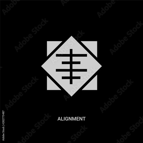 white alignment vector icon on black background. modern flat alignment from signs concept vector sign symbol can be use for web, mobile and logo.