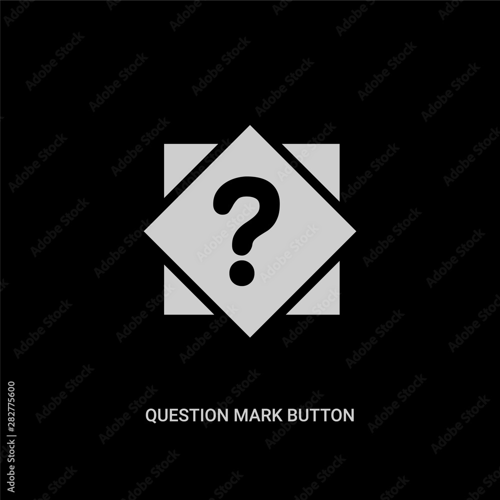 white question mark button vector icon on black background. modern flat