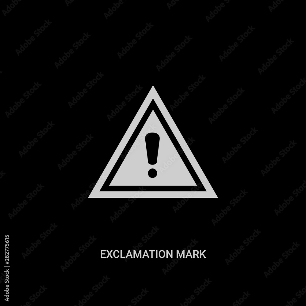 white exclamation mark vector icon on black background. modern flat exclamation mark from signs concept vector sign symbol can be use for web, mobile and logo. white exclamation mark vector icon on black background. modern flat exclamation mark from signs concept vector sign symbol can be use for web, mobile and logo.