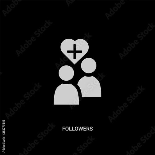 white followers vector icon on black background. modern flat followers from shapes concept vector sign symbol can be use for web, mobile and logo.
