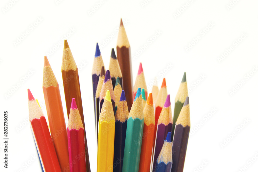 Fototapeta Colored pencils on white background